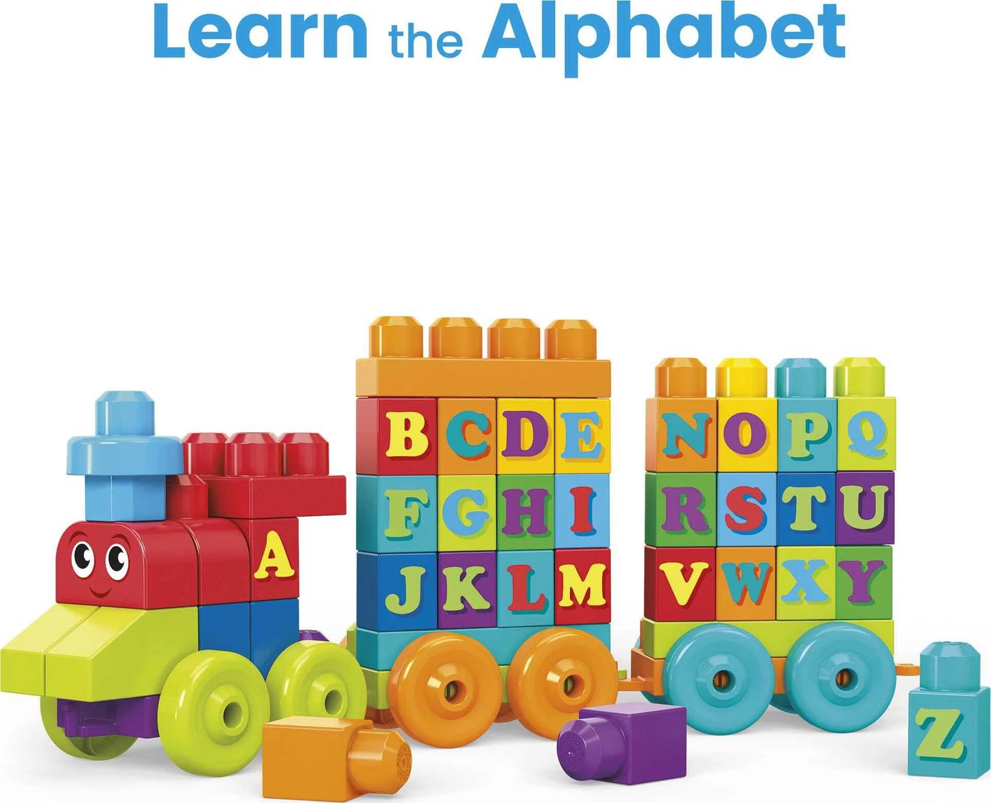 BLOKS First Builders ABC Learning Train with Big Building Blocks, Building Toys for Toddlers (60 Pieces)