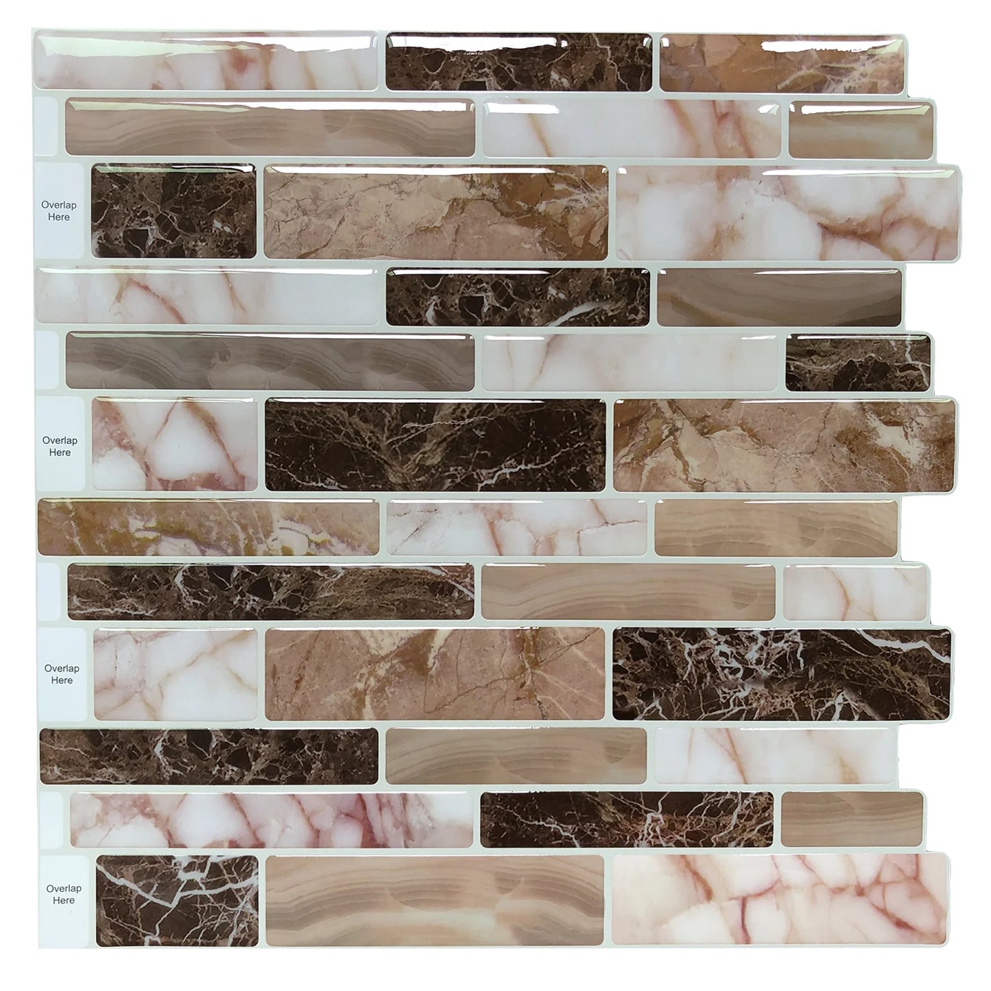 1 Sheet Peel and Stick Tile Backsplash for Kitchen in Marble Design