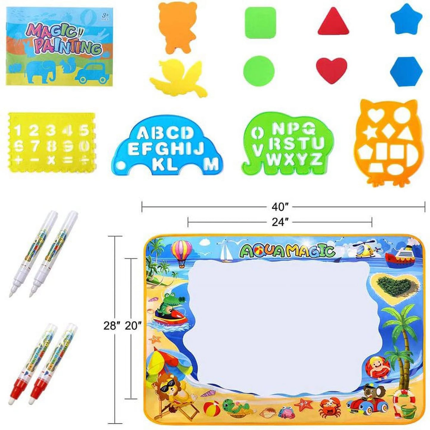 Water Doodle Mat, 40X32 Inches Water s for Toddlers 1-3, Water , Painting Mat Kids Educational Learning Toys 2 3 4 5 6 Year Old Girl Birthday Gifts