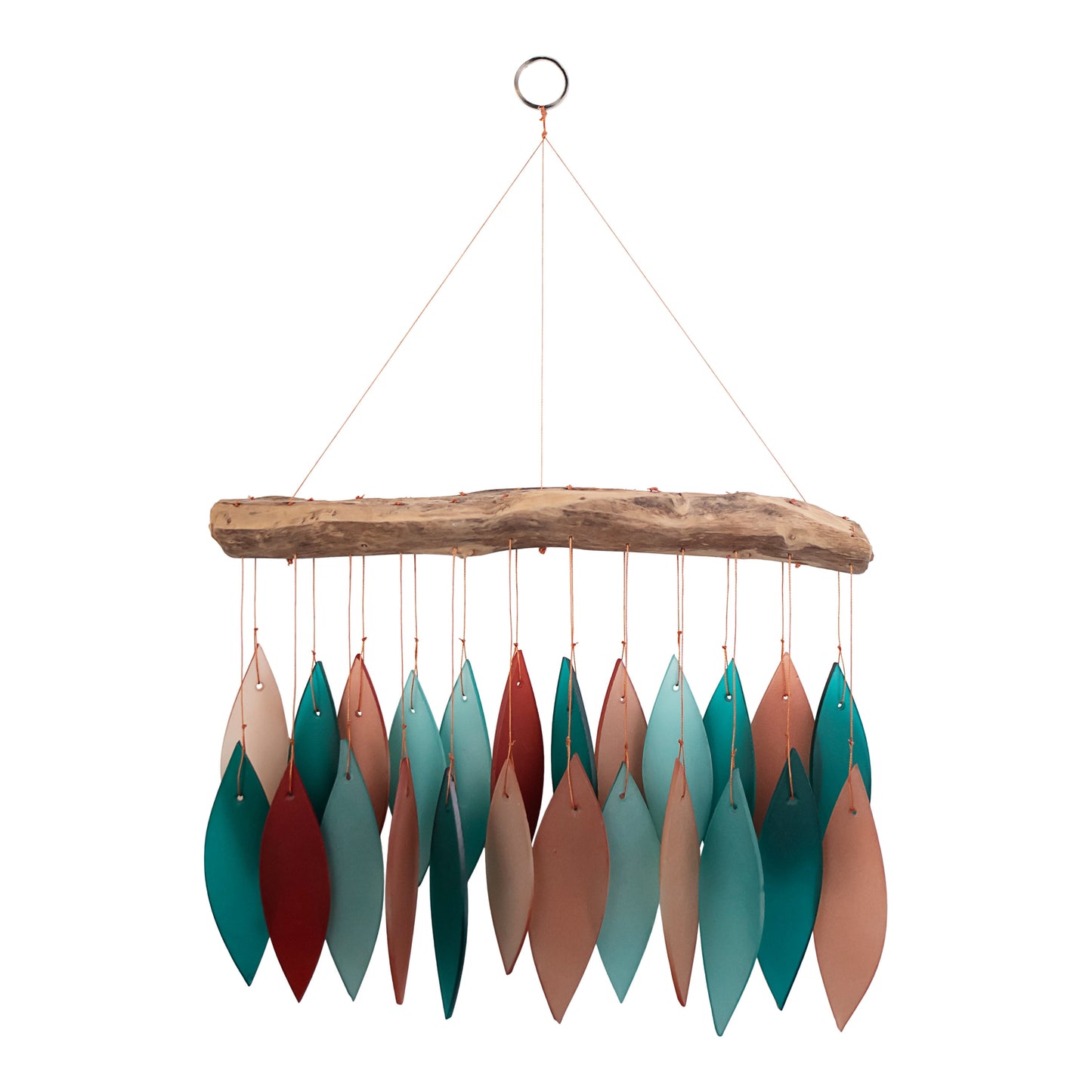 Blue Handworks Wind Chimes Coral and Teal Glass Wind Chime Garden Decor