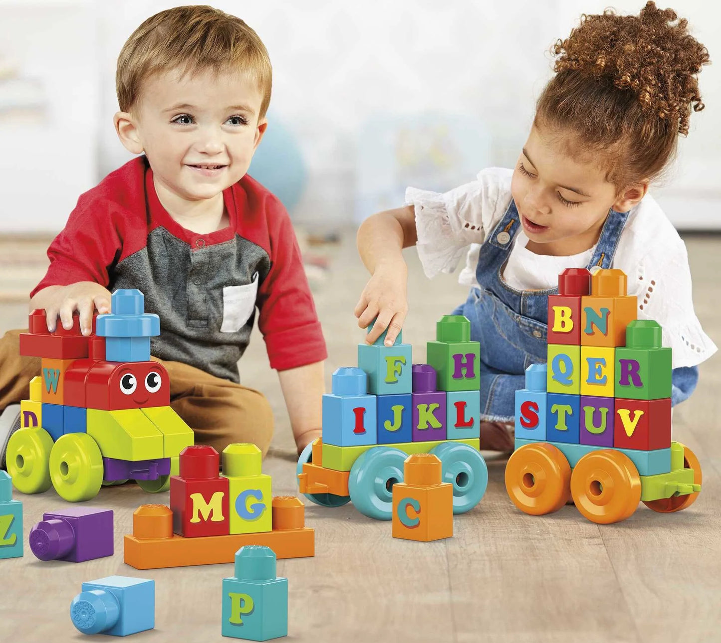 BLOKS First Builders ABC Learning Train with Big Building Blocks, Building Toys for Toddlers (60 Pieces)
