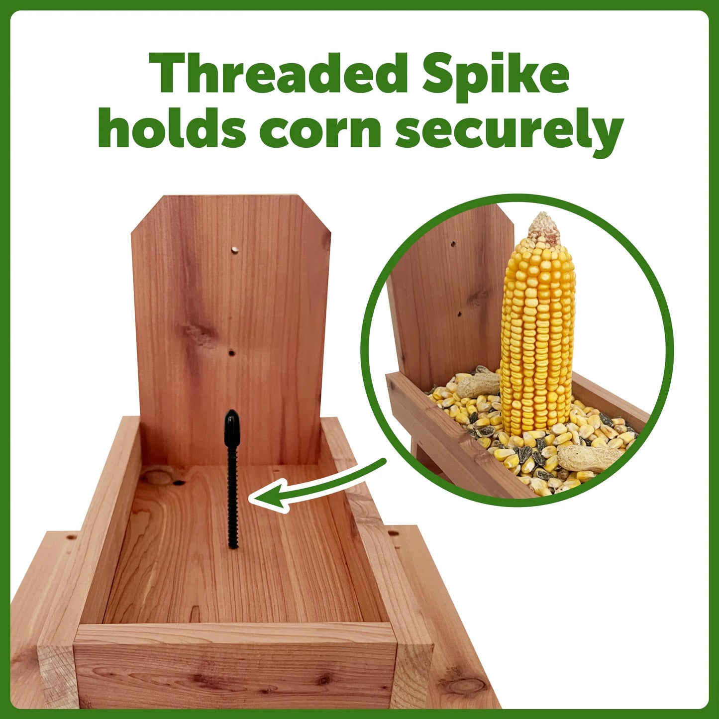 Red Cedar Picnic Table Squirrel Feeder, Holds Corn, Nuts and Seeds, 1 Table, 9"X10"X9"