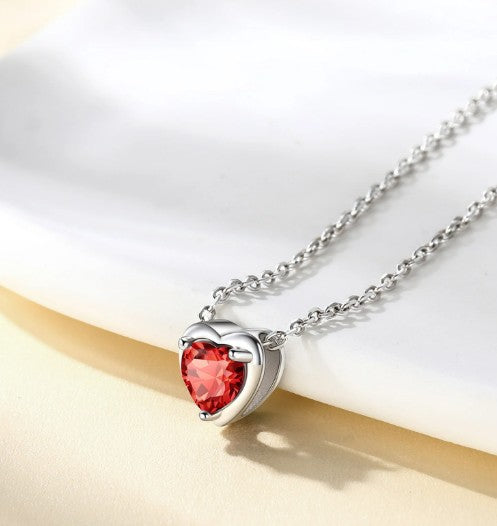 š Suplight Silver Heart Birthstone Necklace ā 925 Sterling Silver, Dainty & Meaningful