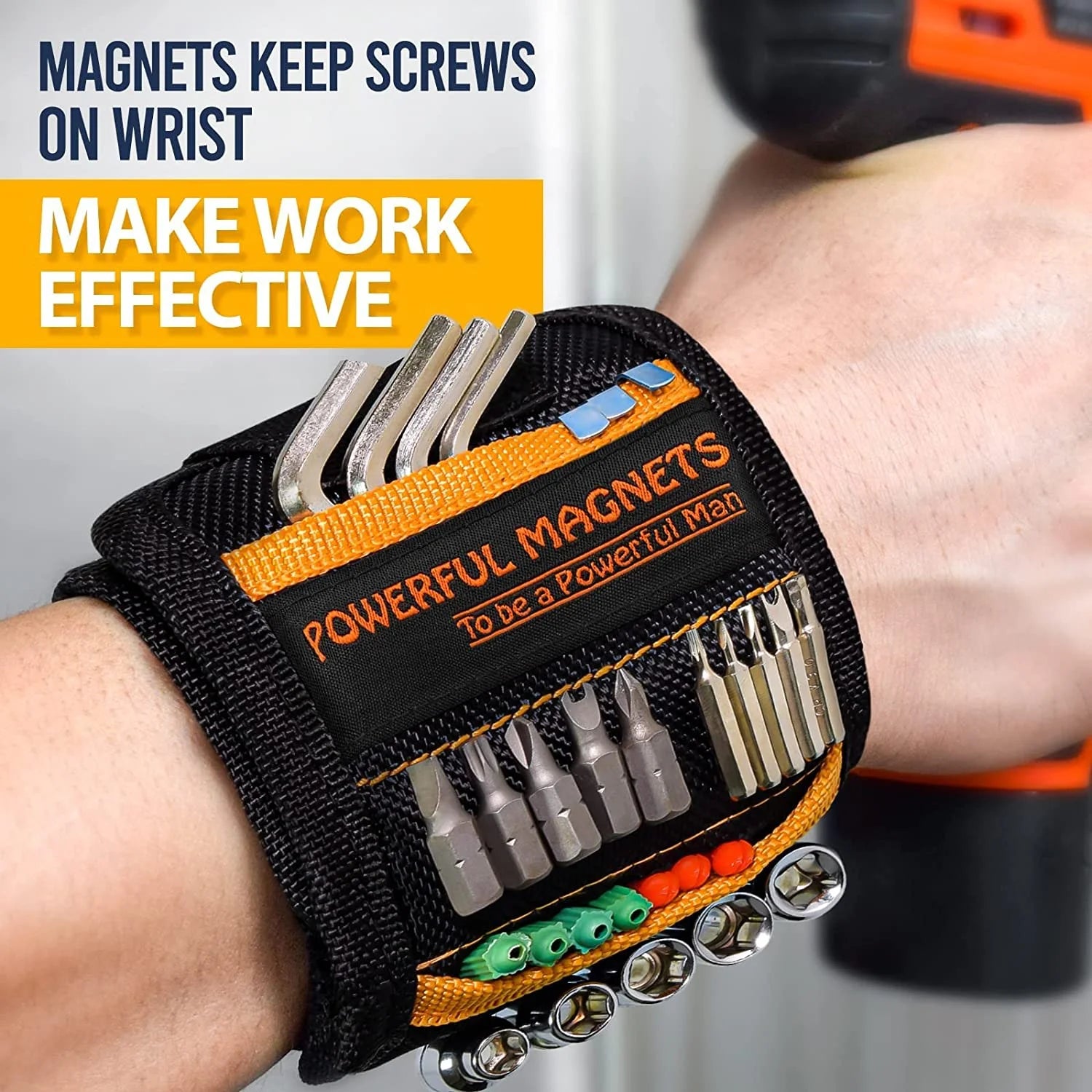 Magnetic Wristband, Perfect Stocking Stuffers for Men, Tool Belt Magnetic Wristband for Holding Screws, Nails, Drill Bits, Cool Gifts Gadgets for Men, Women, Dad, Husband, Carpenters
