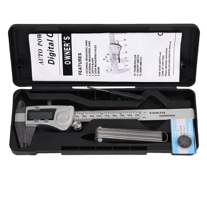 Digital Caliper 6 Inch Electronic Caliper Stainless Steel Measuring Tool Precision Vernier Caliper with Large LCD Screen, Metric/Inch/Fraction Conversion