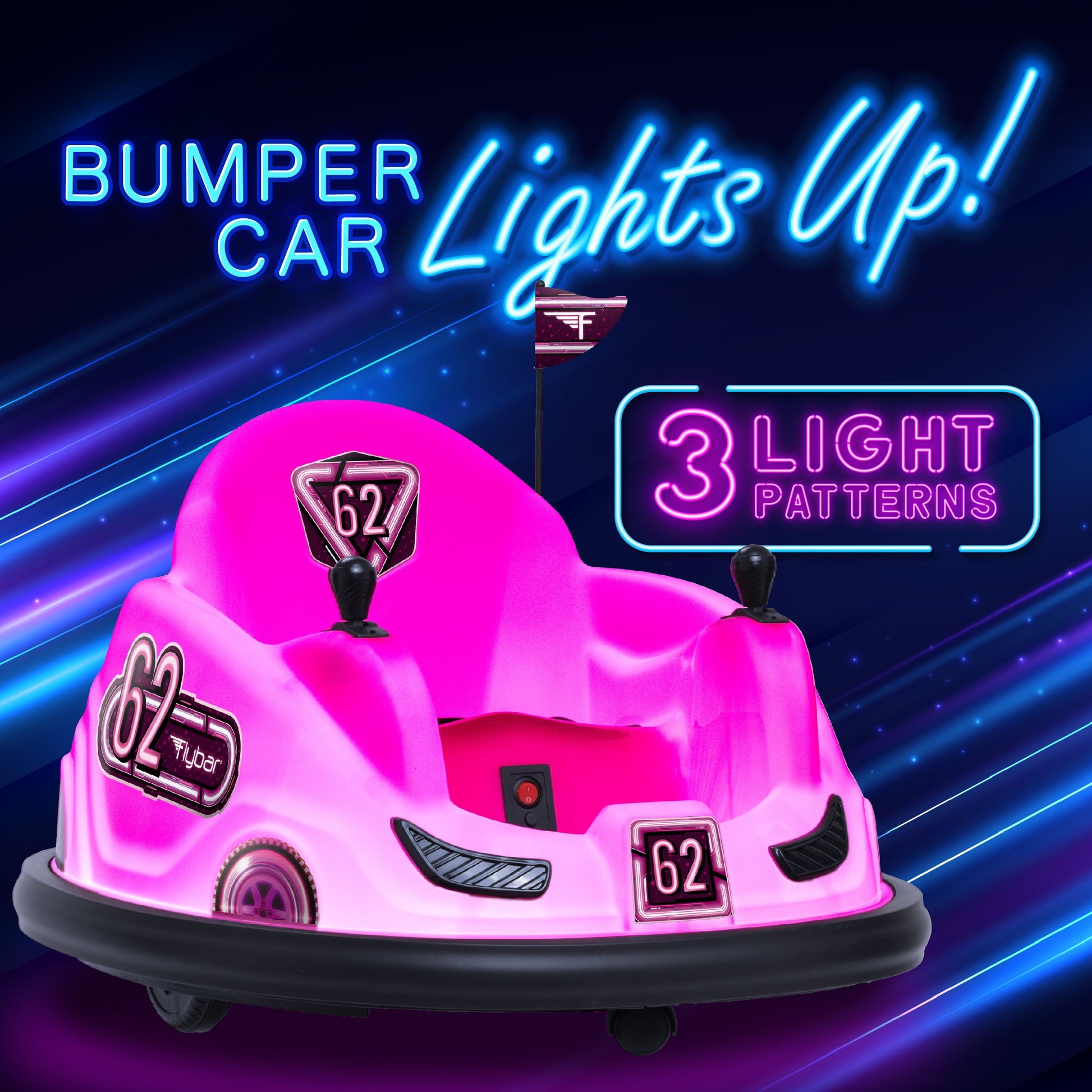 6V Pink Glow Bumper Car, Battery Powered Ride on for Children by , Ages 1.5+, 66Lbs, 1Mph