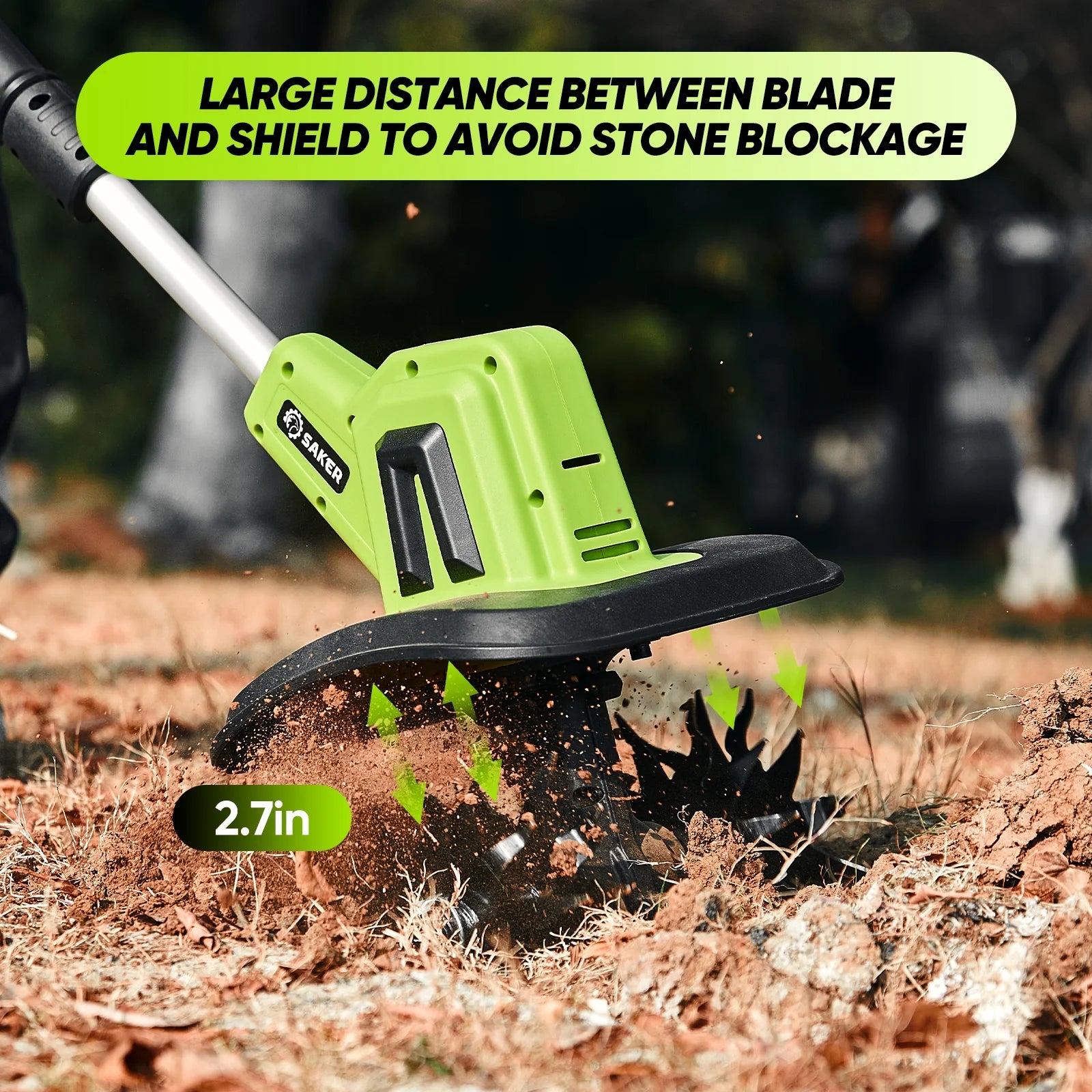 22V Cordless Tiller Cultivator, 360RPM Electric Garden Tiller with Total 4000Mah Battery, 9-Inch Tilling Width, 6.3-Inch Depth Rototiller for Gardening, Weeding, Soil Cultivation