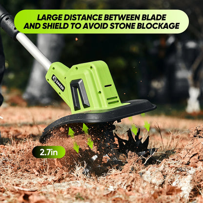 22V Cordless Tiller Cultivator, 360RPM Electric Garden Tiller with Total 4000Mah Battery, 9-Inch Tilling Width, 6.3-Inch Depth Rototiller for Gardening, Weeding, Soil Cultivation