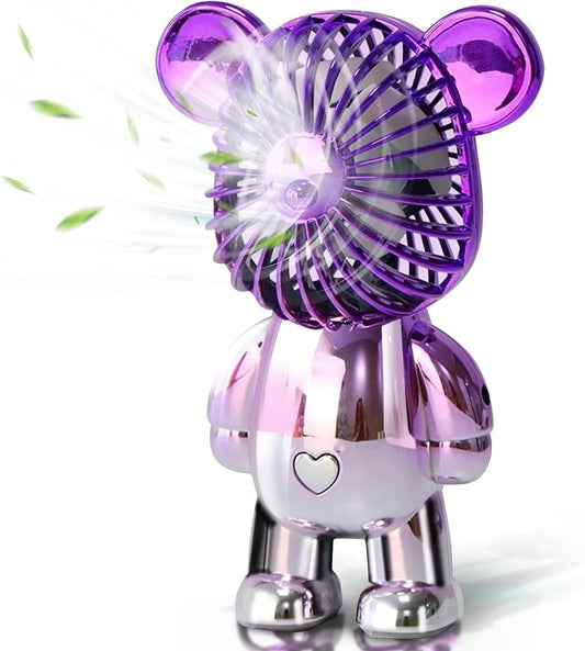 Innotech Portable Fan,Mini Cute Bear Desk Fan Small Quiet,3-Speed Adjustable Usb Powered Fan,Electroplating Cute Shape