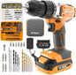 58Pc 18V Electric Cordless Power Drill Driver. Includes Rechargeable Battery, Power Screwdriver Bits, Wood, Metal, and Masonry Drill Bit Set Accessories. in a Compact Case