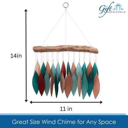 Blue Handworks Wind Chimes Coral and Teal Glass Wind Chime Garden Decor
