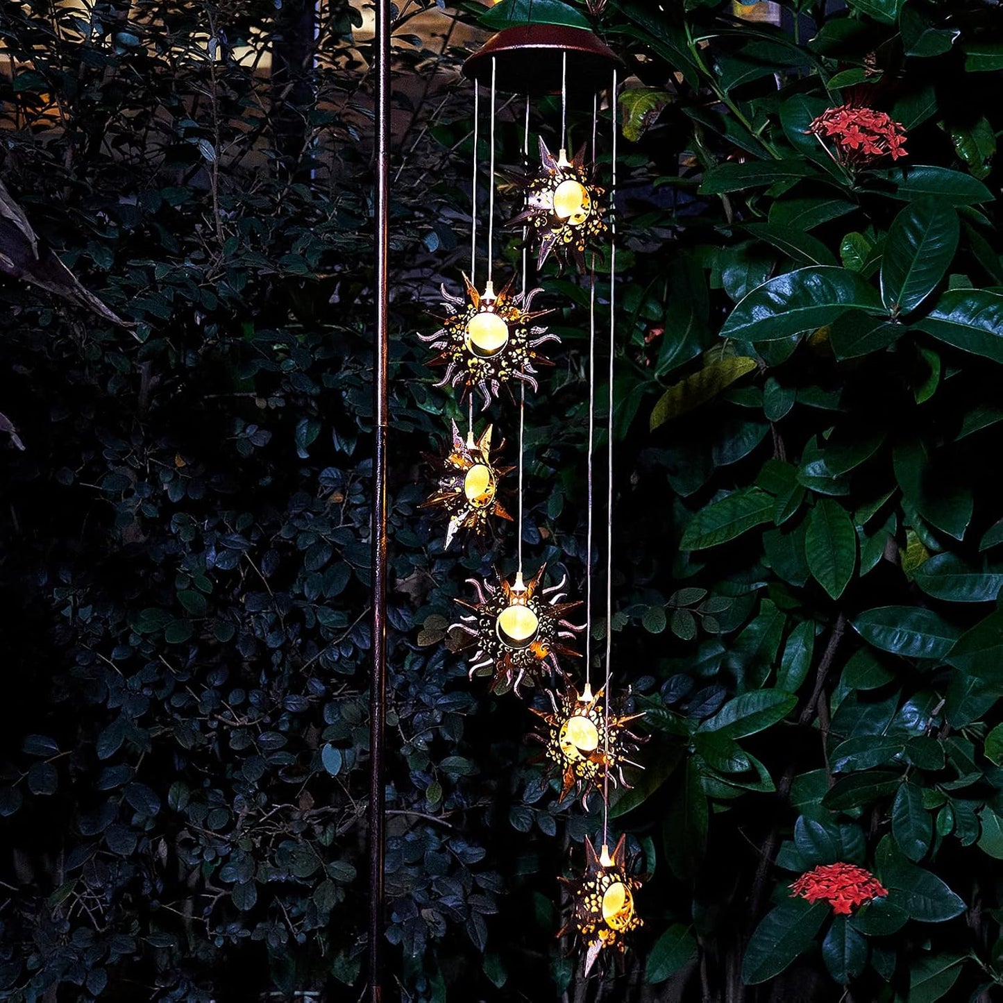 Solar Wind Chimes for outside Warm LED Sun Windchimes Hanging Solar Garden Lights Unique Outdoor Decor for Patio Yard Home Lawn