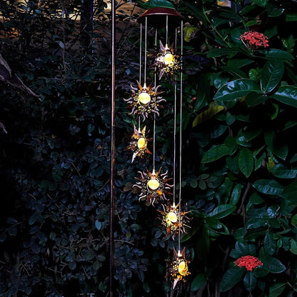 Solar Wind Chimes for outside Warm LED Sun Windchimes Hanging Solar Garden Lights Unique Outdoor Decor for Patio Yard Home Lawn