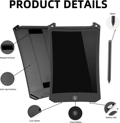 LCD Writing Tablet, 8.5 Inch Reusable Drawing Pad for Kids, Colourful Screen Drawing Tablet Doodle Board W/ Stylus Pen, Toy for 3 4 5 6 7 8 Years Old Kids, Gifts for Kids and Adults, Black