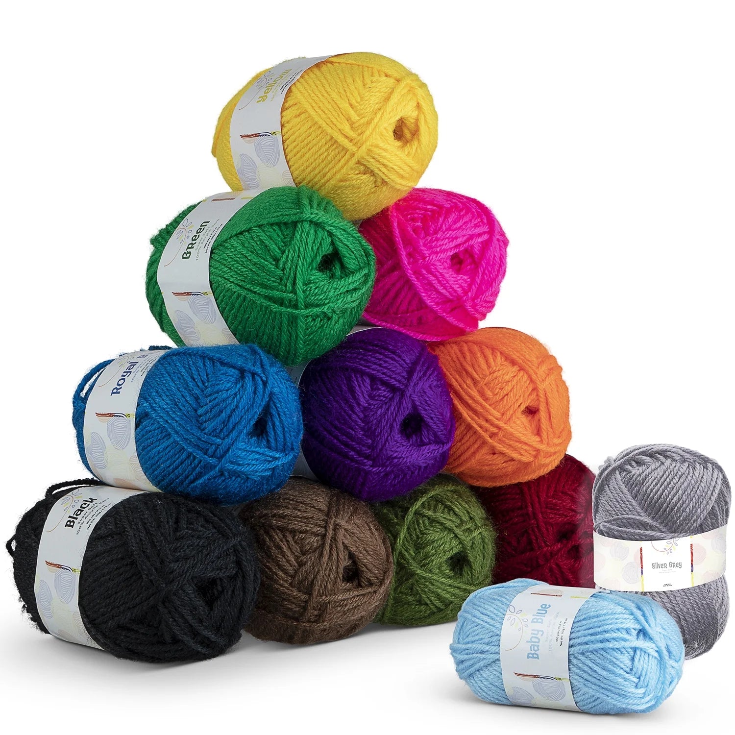 Bulk Yarn for Crochet Kit, Knitting Crochet Yarn Acrylic ,Multi-Colored, 1200 Yards
