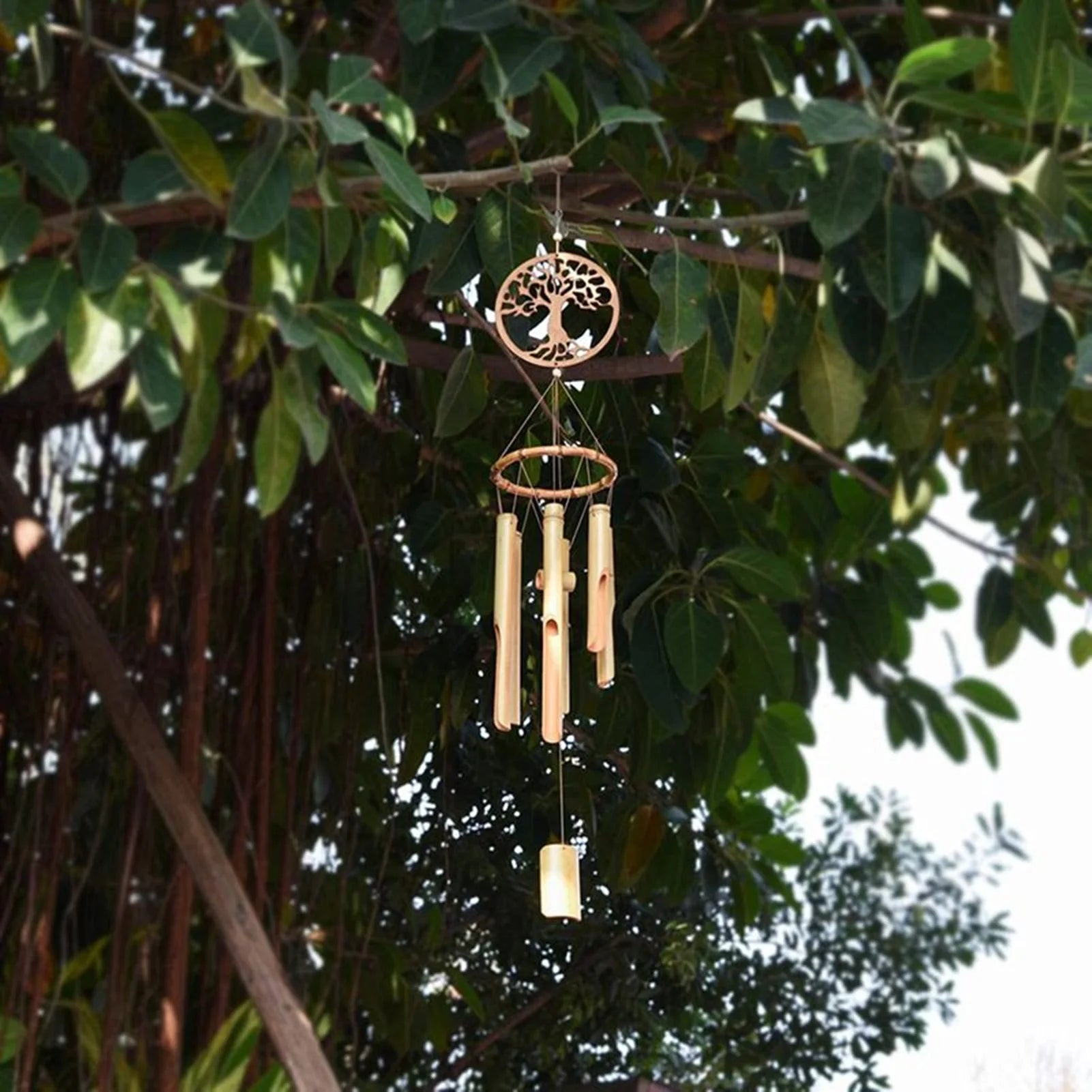 Bamboo Wind Chime, 34.5 Inch Handmade Wall Hanging Music Windchime with Deep Tone Clearance Gifts for Garden Indoor Outdoor