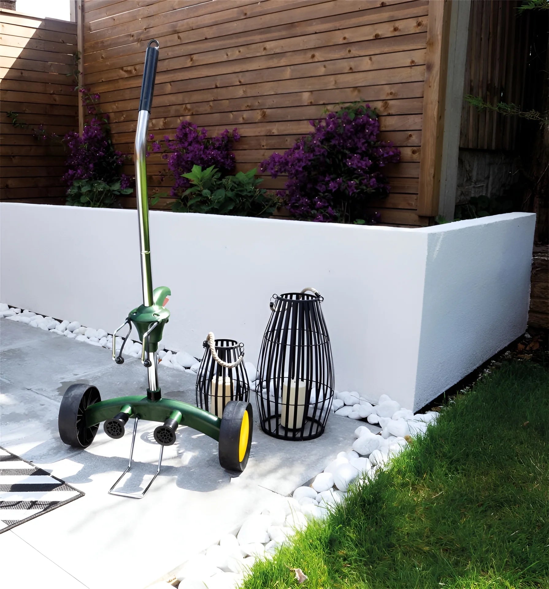 Potted Plant Mover Dolly Green with Rubber Flat Free round Wheels Stainless Steel Garden Pot Mover for Flower Trees