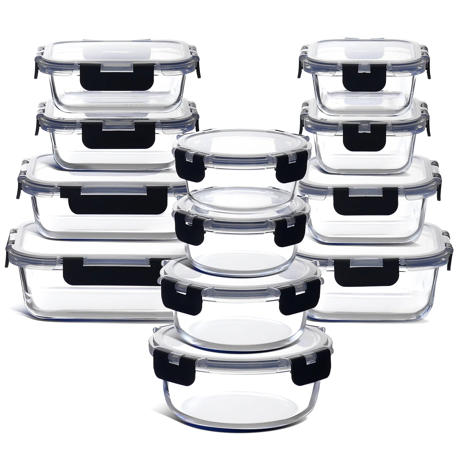24Pc Glass Food Storage Containers with Lids, Airtight Glass Meal Prep Containers, Oven, Microwave & Freezer Safe Glass Storage Containers