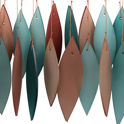 Blue Handworks Wind Chimes Coral and Teal Glass Wind Chime Garden Decor