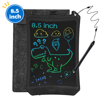 LCD Writing Tablet, 8.5 Inch Reusable Drawing Pad for Kids, Colourful Screen Drawing Tablet Doodle Board W/ Stylus Pen, Toy for 3 4 5 6 7 8 Years Old Kids, Gifts for Kids and Adults, Black