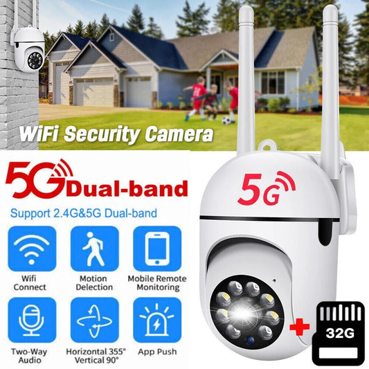 Wireless Home Security Camera 5G ,1080P Security Cameras Indoor with Motion Detection Wifi Night Vision Surveillance Camera ,2-Way Audio Camera with 32G Memory Card