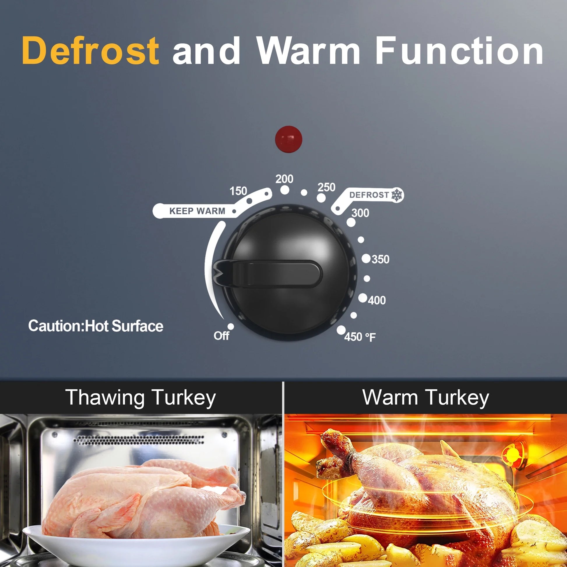 24 Quart Electric Turkey Roaster Oven with Visible Glass Lid,Removable Pan & Rack, Stainless Steel,Blue