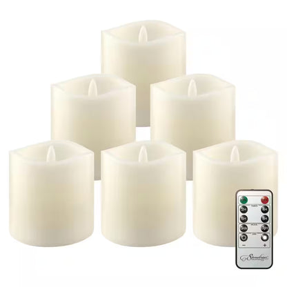 Ivory 3X3 Real Wax LED Candle Set (6 Pk)