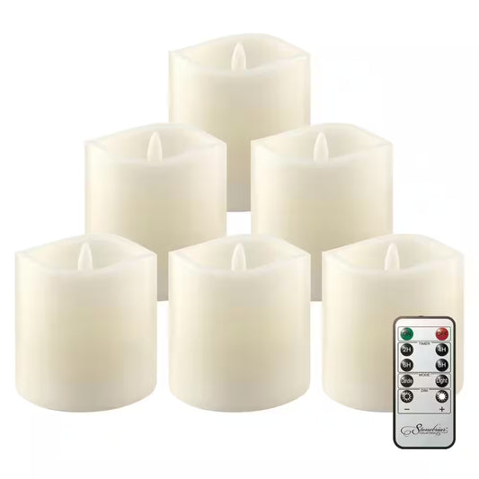 Ivory 3X3 Real Wax LED Candle Set (6 Pk)