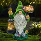 Garden Gnome Statues 14 Inch Flocked Resin Gnome Figurine with Solar Lantern Welcome Sign for Garden Yard Lawn Decorations, Gifts for Housewarming/ Birthday