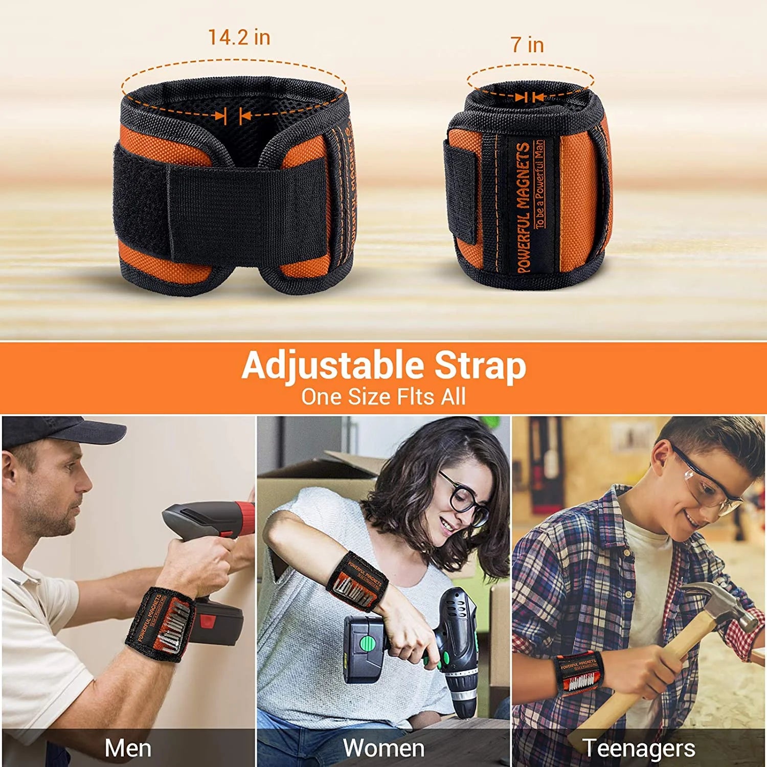 Magnetic Wristband, Perfect Stocking Stuffers for Men, Tool Belt Magnetic Wristband for Holding Screws, Nails, Drill Bits, Cool Gifts Gadgets for Men, Women, Dad, Husband, Carpenters