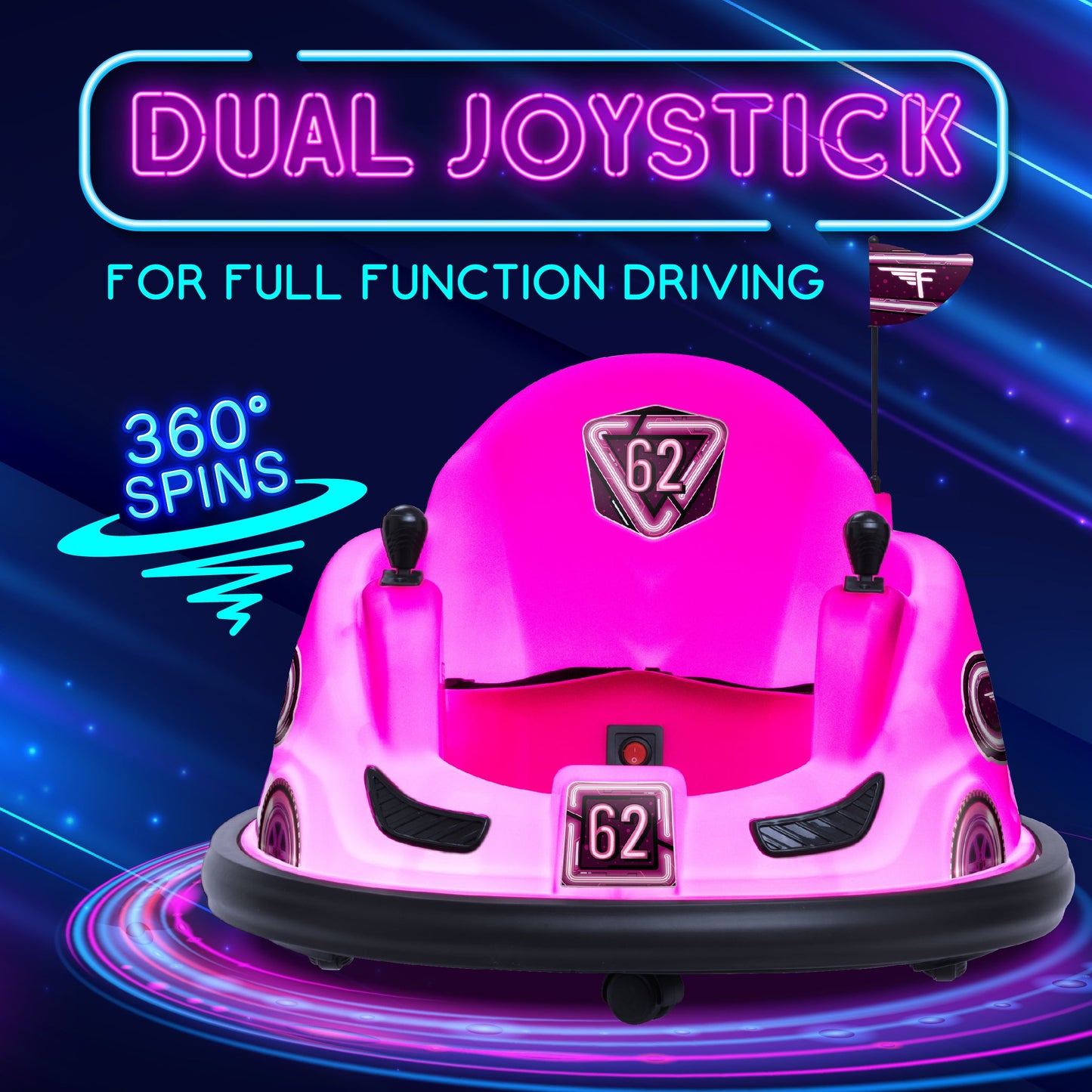 6V Pink Glow Bumper Car, Battery Powered Ride on for Children by , Ages 1.5+, 66Lbs, 1Mph