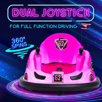 6V Pink Glow Bumper Car, Battery Powered Ride on for Children by , Ages 1.5+, 66Lbs, 1Mph