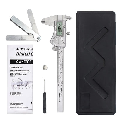 Digital Caliper 6 Inch Electronic Caliper Stainless Steel Measuring Tool Precision Vernier Caliper with Large LCD Screen, Metric/Inch/Fraction Conversion