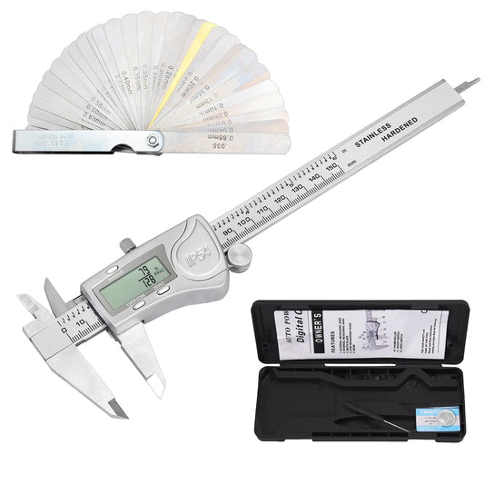Digital Caliper 6 Inch Electronic Caliper Stainless Steel Measuring Tool Precision Vernier Caliper with Large LCD Screen, Metric/Inch/Fraction Conversion