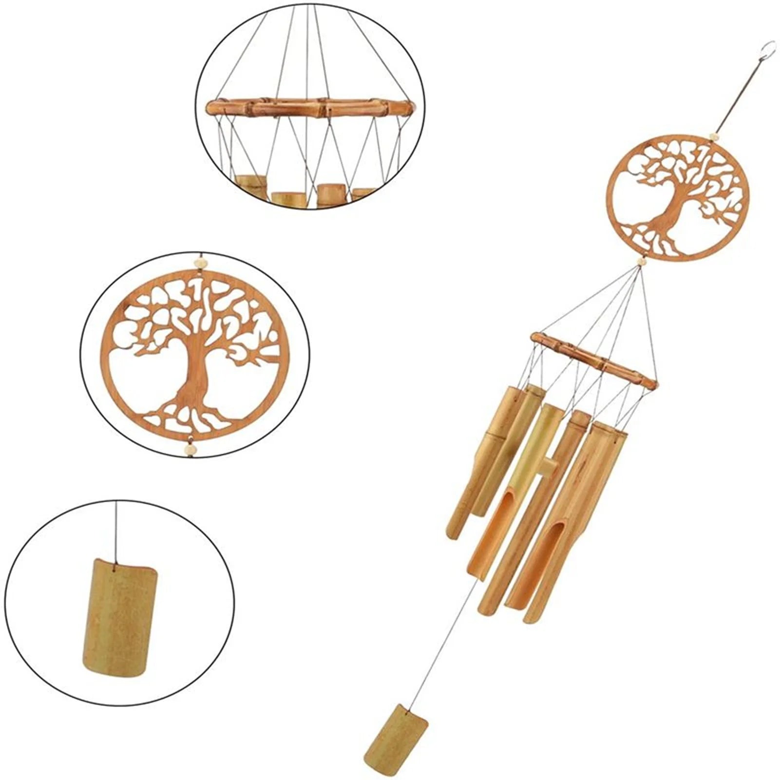 Bamboo Wind Chime, 34.5 Inch Handmade Wall Hanging Music Windchime with Deep Tone Clearance Gifts for Garden Indoor Outdoor