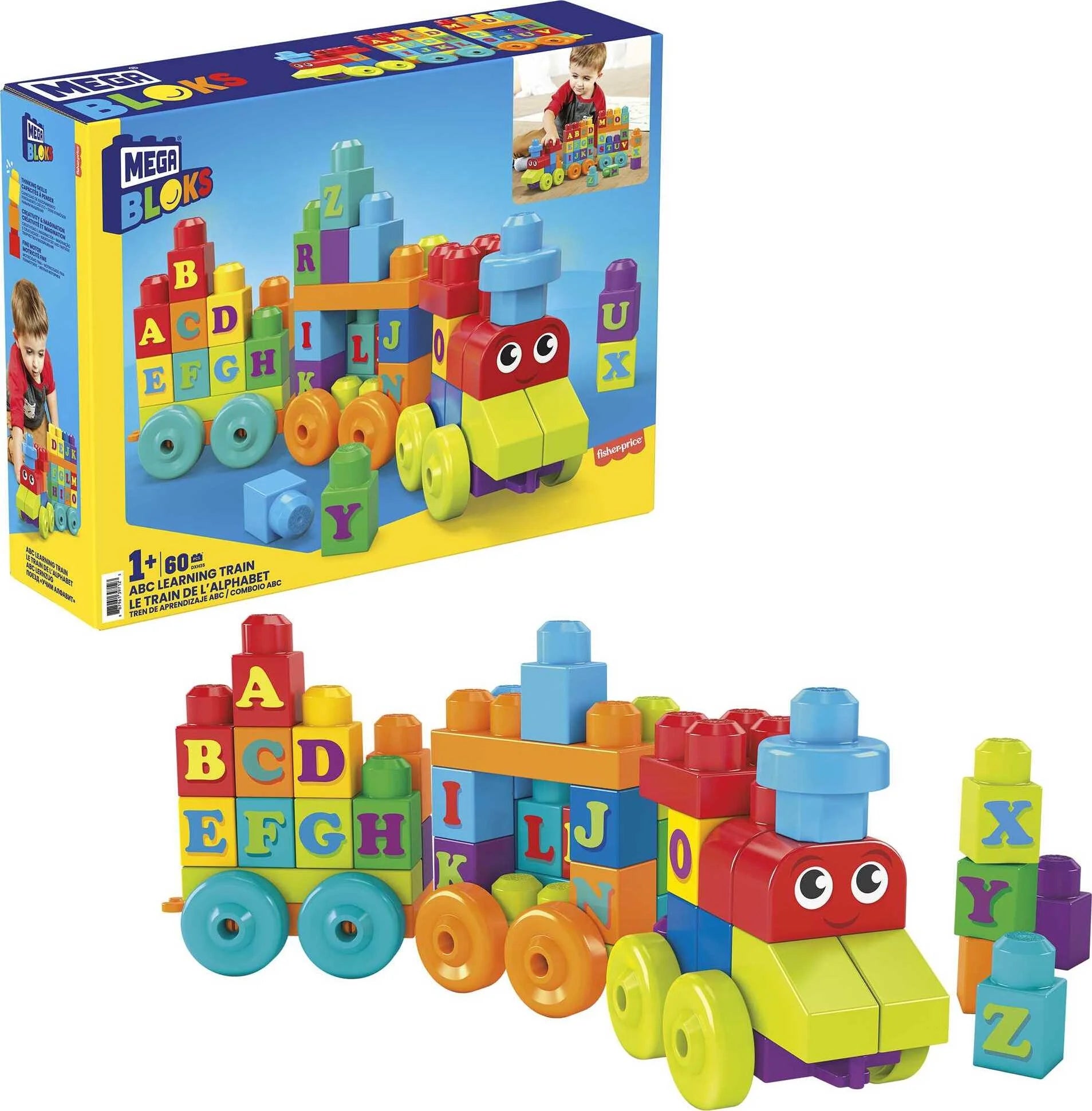 BLOKS First Builders ABC Learning Train with Big Building Blocks, Building Toys for Toddlers (60 Pieces)