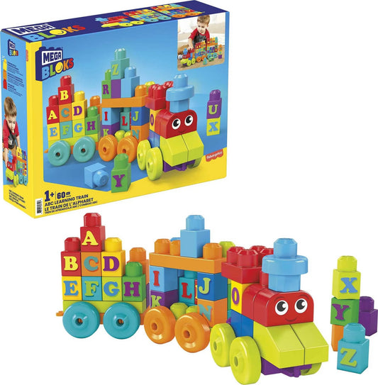 BLOKS First Builders ABC Learning Train with Big Building Blocks, Building Toys for Toddlers (60 Pieces)