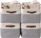 Storage Baskets for Shelves - Fabric Closet Organizers and Storage Bins, Perfect Baskets for Organizing Closet Toys Nursery (Grey and White, Large - 4 Pack)