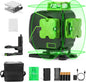 Laser Level 4 X 360° 16 Lines Self-Leveling Alignment Laser Tool with Pulse Mode for Construction and Picture Hanging, Magnetic Bracket, Lifting Base, Li-Ion Battery or 4 AA Batteries - S04CG-L