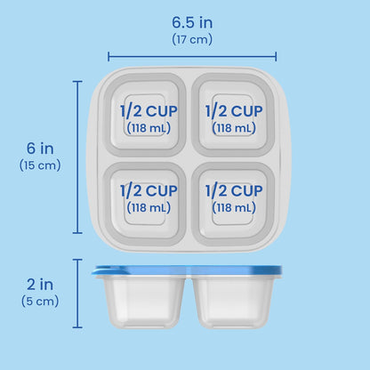 Easyboxes 4-Compartment Snack Containers - 8-Piece Set with 4 Trays & 4 Custom-Fit Lids to Seal in Freshness - Reusable Food Storage & Meal Prep Bento Bpa-Free Containers (Classic)