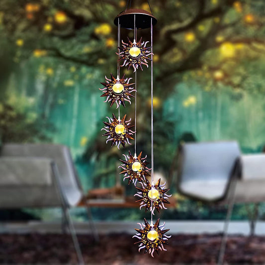 Solar Wind Chimes for outside Warm LED Sun Windchimes Hanging Solar Garden Lights Unique Outdoor Decor for Patio Yard Home Lawn