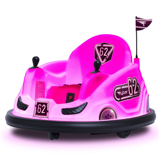 6V Pink Glow Bumper Car, Battery Powered Ride on for Children by , Ages 1.5+, 66Lbs, 1Mph