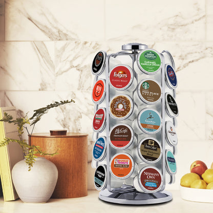 36Ct K-Cup Pod Storage Carousel  Coffee Pod Storage Carousel, Holds and Organizes 36 K-Cup Pods, Chrome
