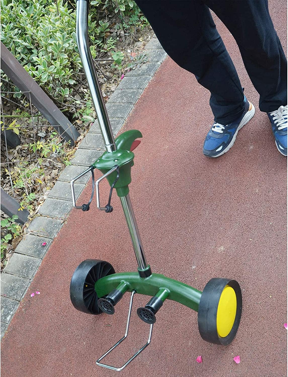 Potted Plant Mover Dolly Green with Rubber Flat Free round Wheels Stainless Steel Garden Pot Mover for Flower Trees