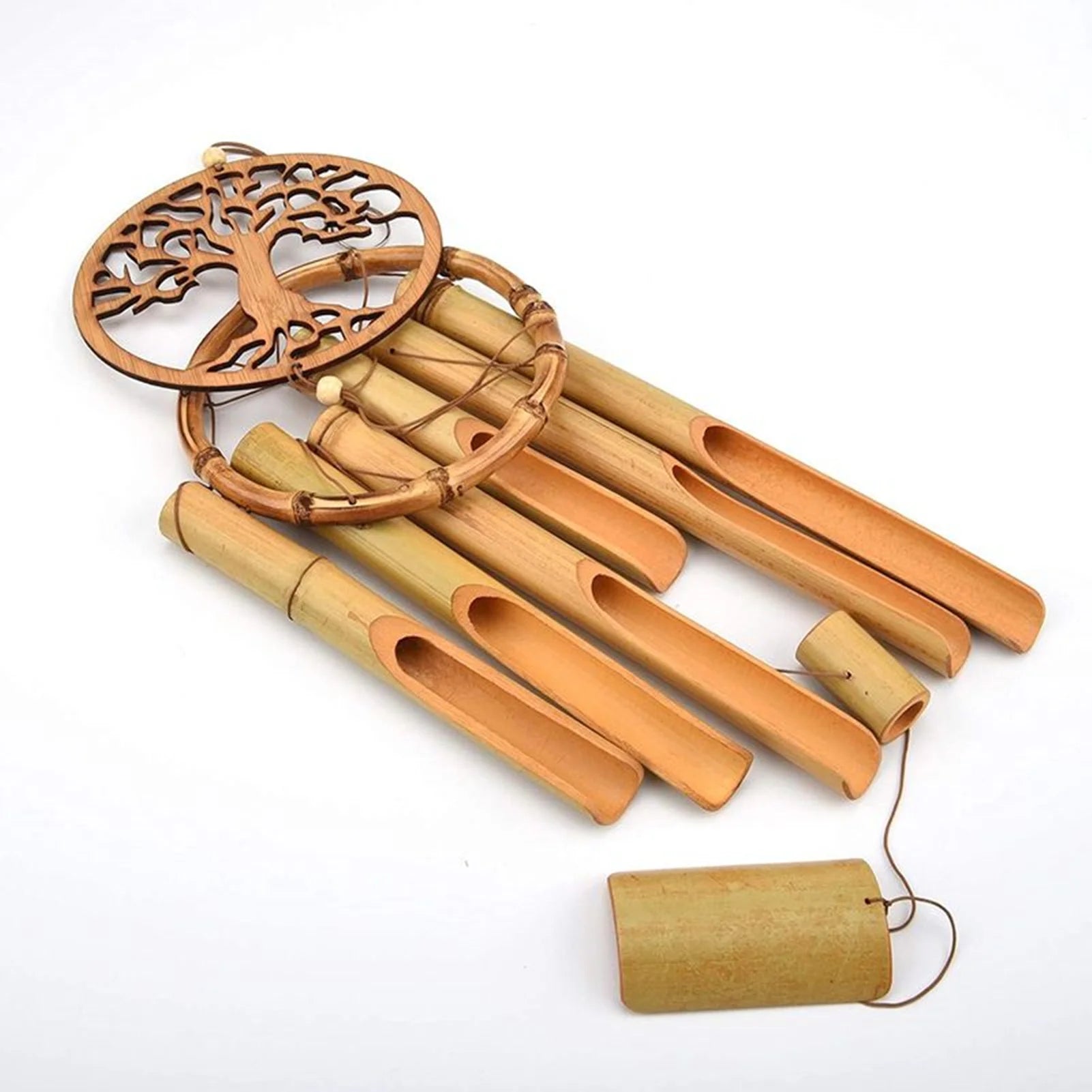 Bamboo Wind Chime, 34.5 Inch Handmade Wall Hanging Music Windchime with Deep Tone Clearance Gifts for Garden Indoor Outdoor