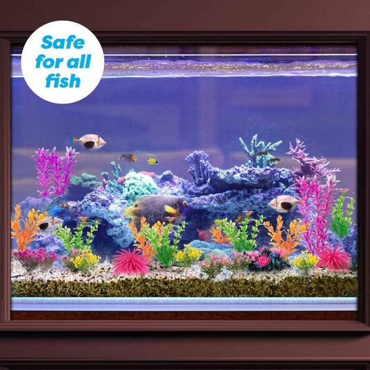 Aquarium Decorations 20 or 23 Pack Lifelike Plastic Decor Fish Tank Plants, Small to Large (20 Pack)