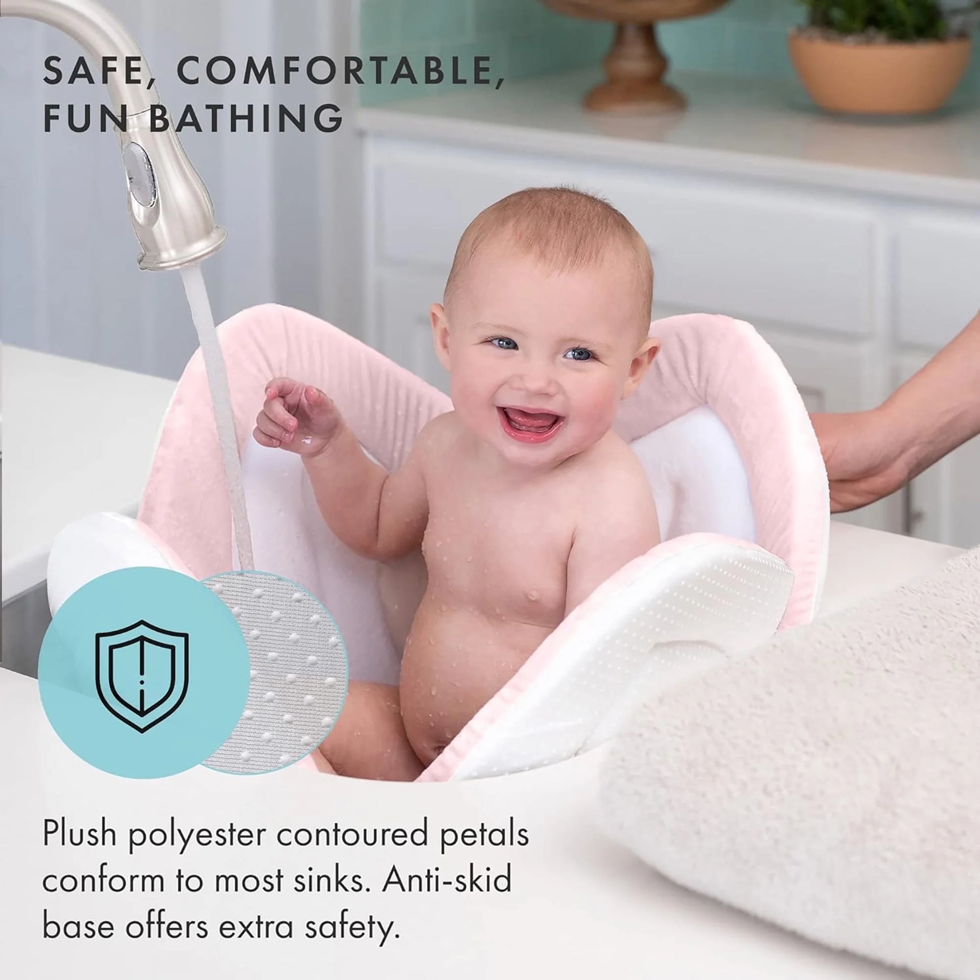 Baby Bath Seat, Baby Bathtub Pad for Newborn Infants to Toddler 0 to 6 Months and Up,Pink