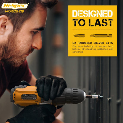 58Pc 18V Electric Cordless Power Drill Driver. Includes Rechargeable Battery, Power Screwdriver Bits, Wood, Metal, and Masonry Drill Bit Set Accessories. in a Compact Case