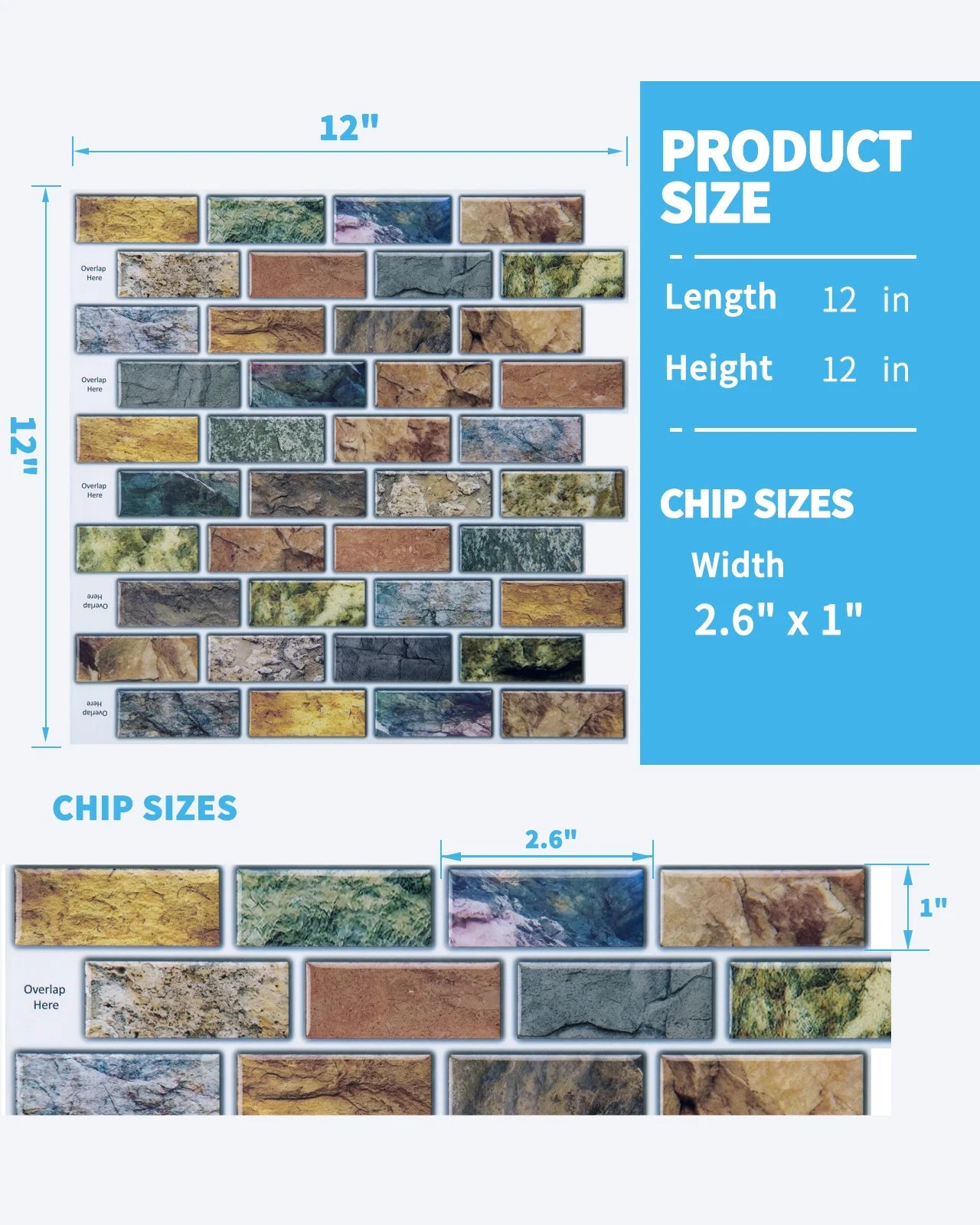 12" X 12" Self-Adhesive Kitchen Backsplash Tile, Peel and Stick Backsplash Tile for Kitchen,Rv(10 Pack)