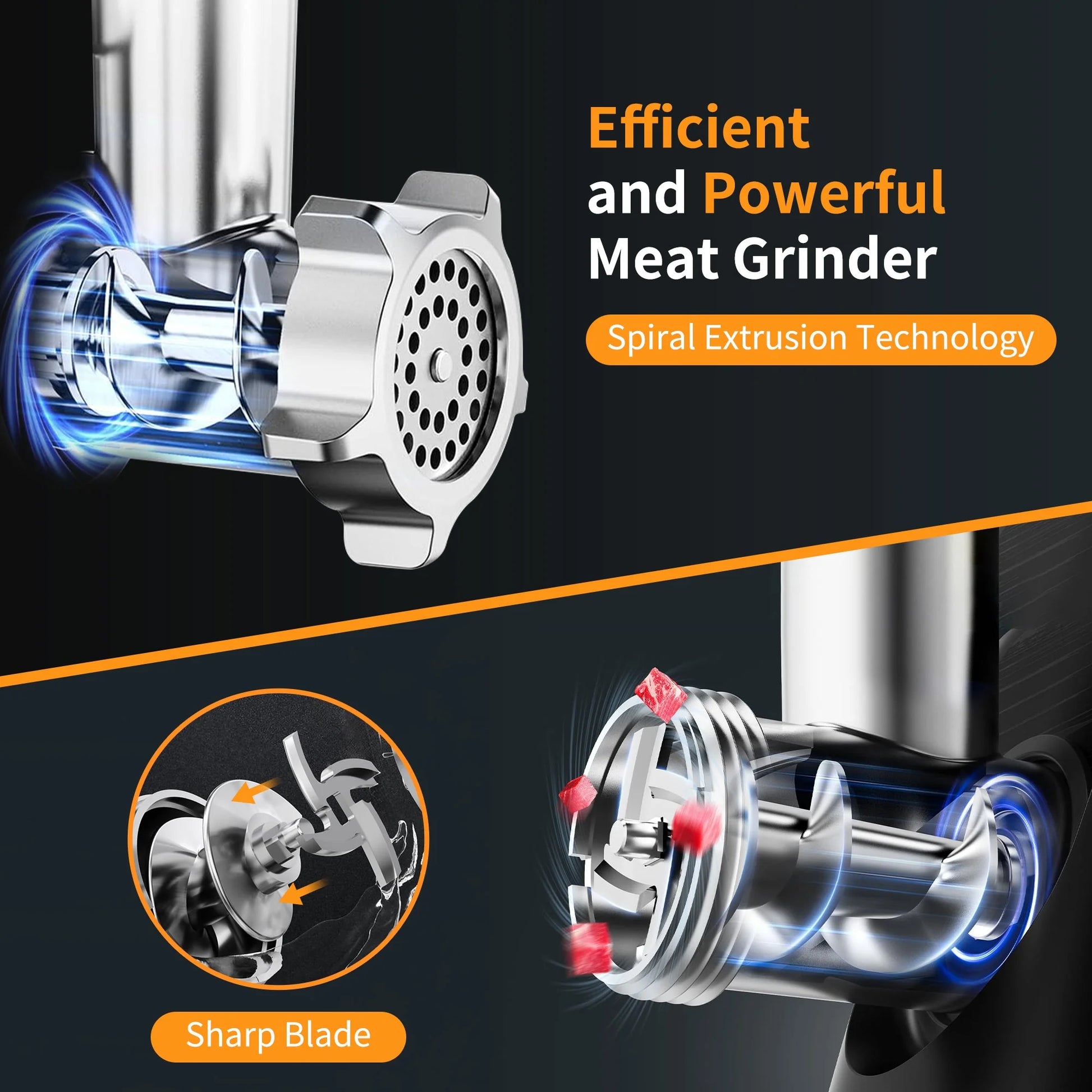 2800W Heavy Duty Electric Meat Grinder with Sausage Stuffer & Kubbe Kit, Stainless Steel Minced Meat Machine with Blade & 3 Grinding Plates, Sausage Maker for Home Kitchen Use